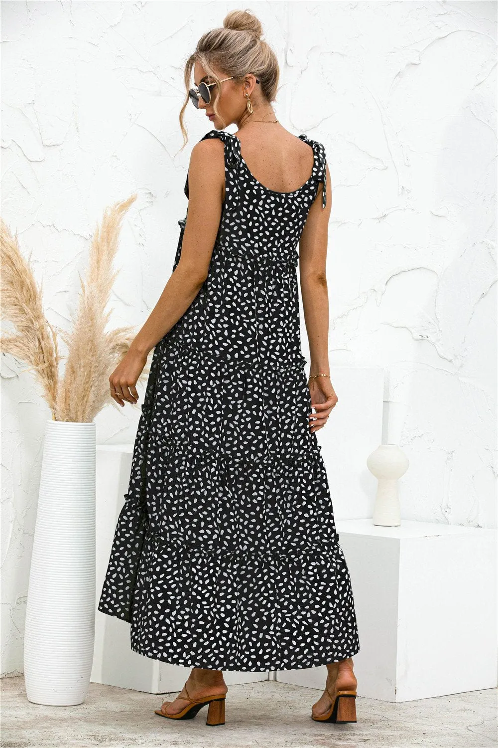 Fashion printed suspender dress