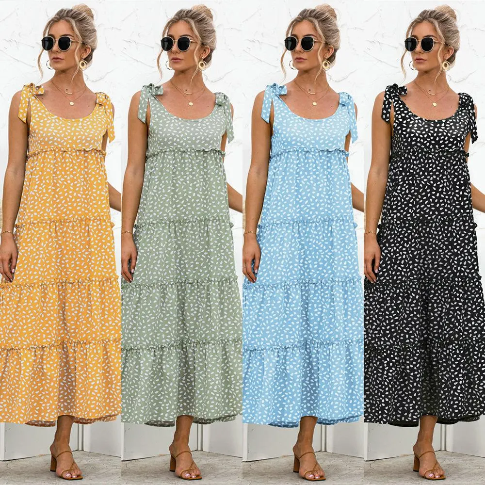 Fashion printed suspender dress