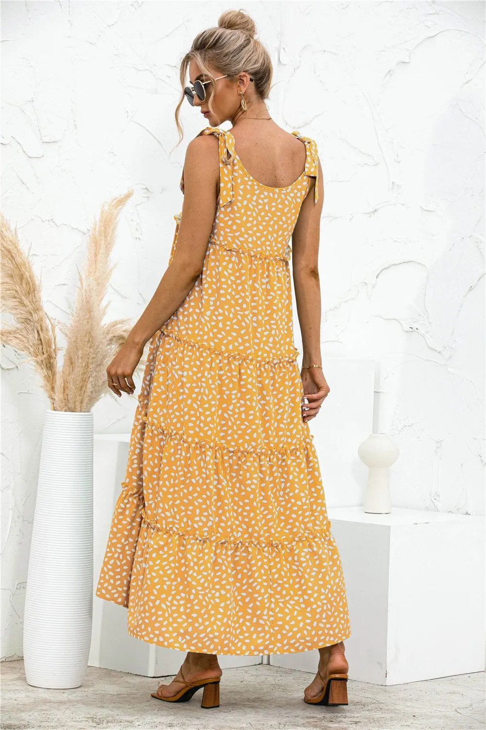 Fashion printed suspender dress