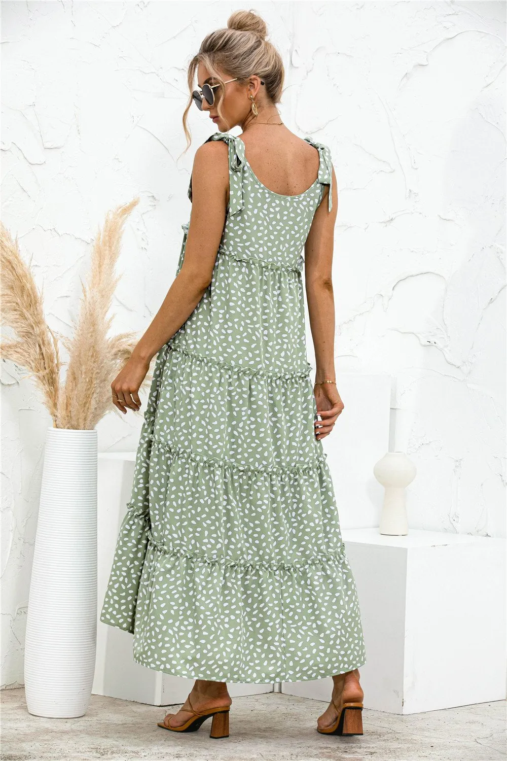 Fashion printed suspender dress