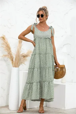 Fashion printed suspender dress