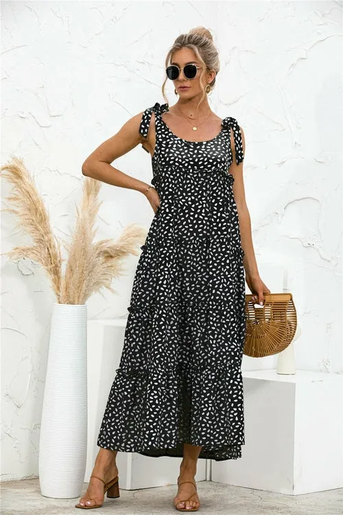 Fashion printed suspender dress