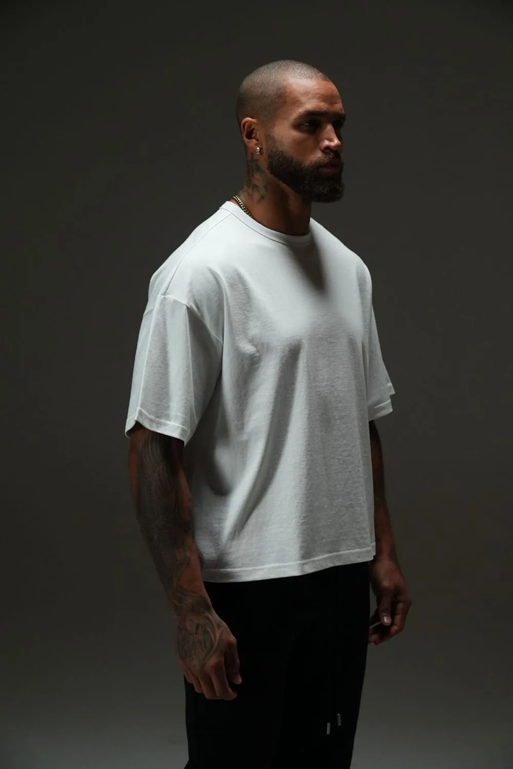 Fate Heavyweight Boxy Cropped Crewneck Tee for Men  230 GSM Drop-Shoulder Cotton