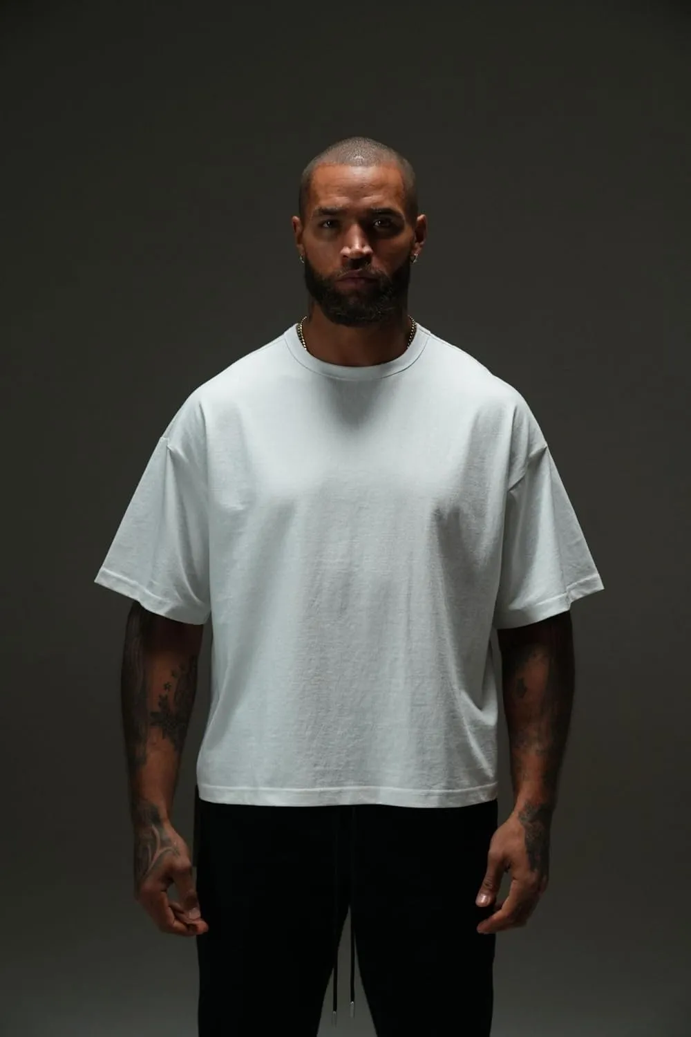 Fate Heavyweight Boxy Cropped Crewneck Tee for Men  230 GSM Drop-Shoulder Cotton