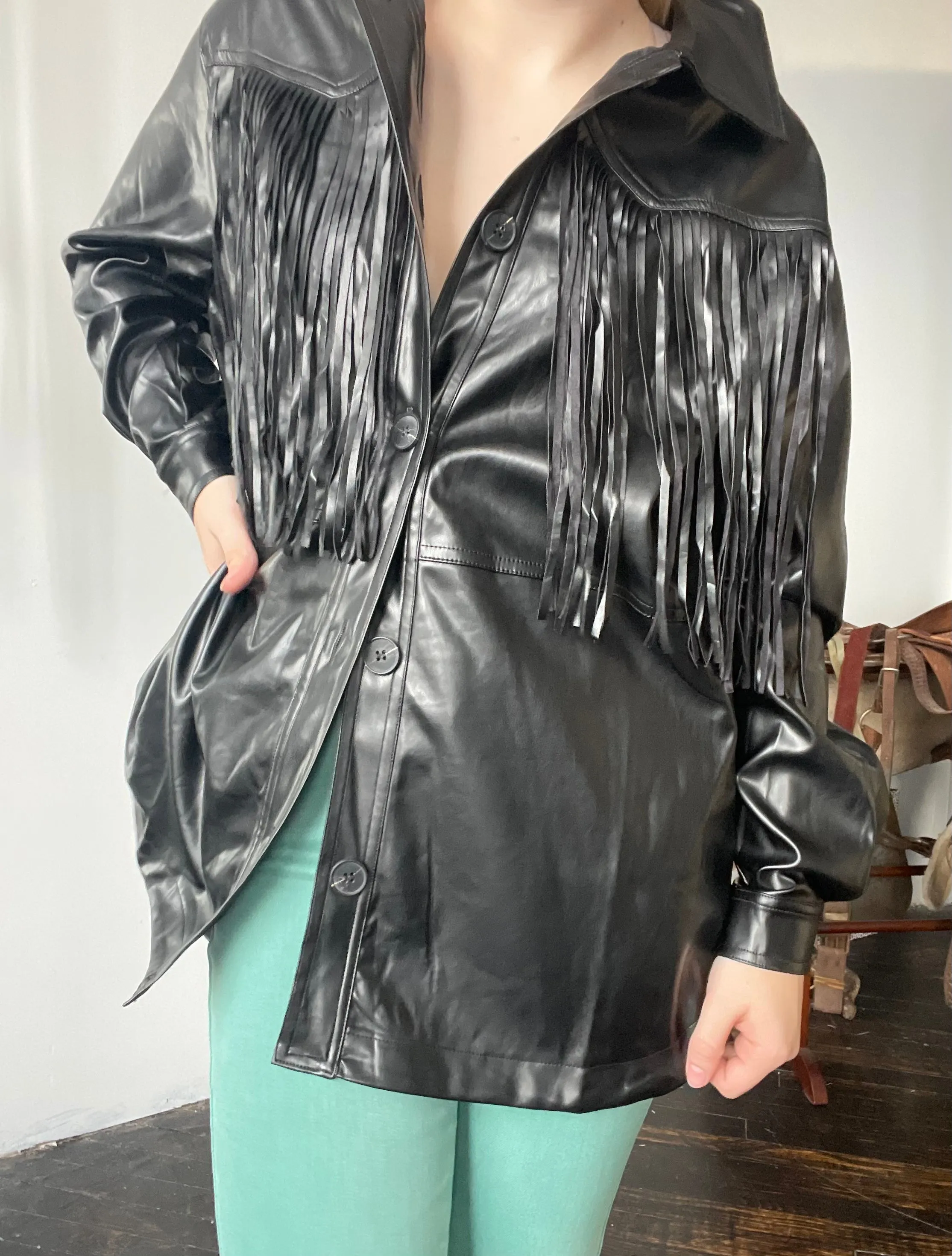Fonzie Leather Oversized Jacket