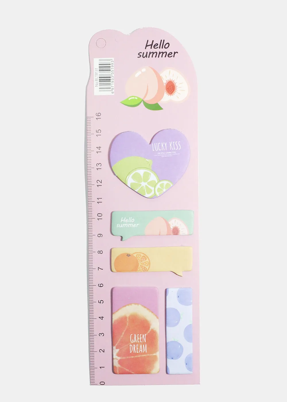 Fruit Print Index Sticky Notes & Ruler