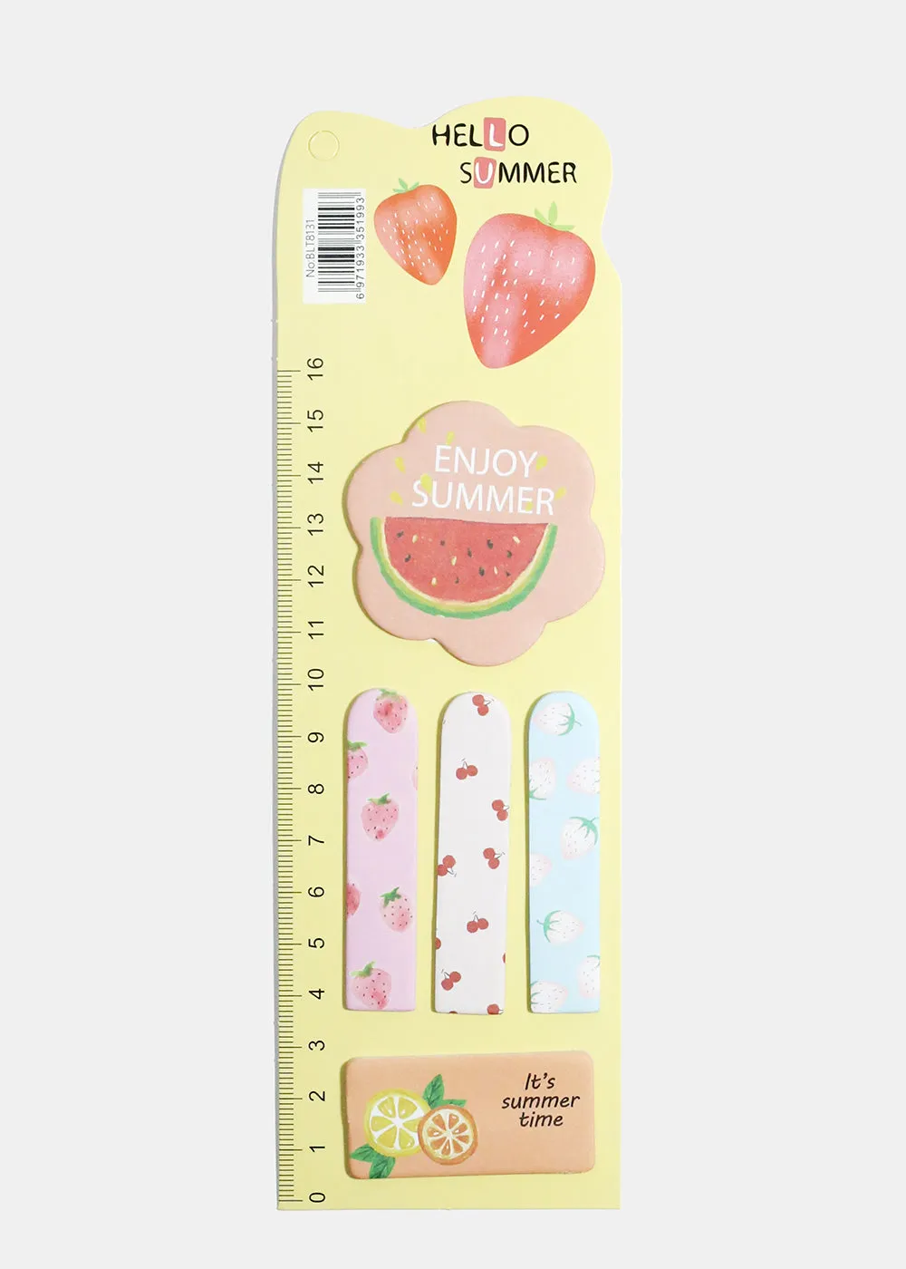 Fruit Print Index Sticky Notes & Ruler
