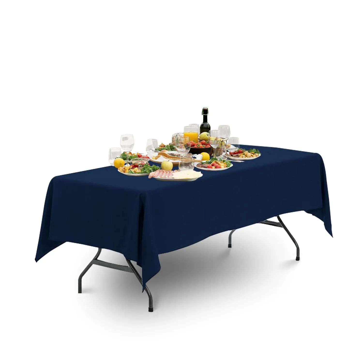 Full Protection Polyester Rectangle Tablecloth 230cm, Navy Blue