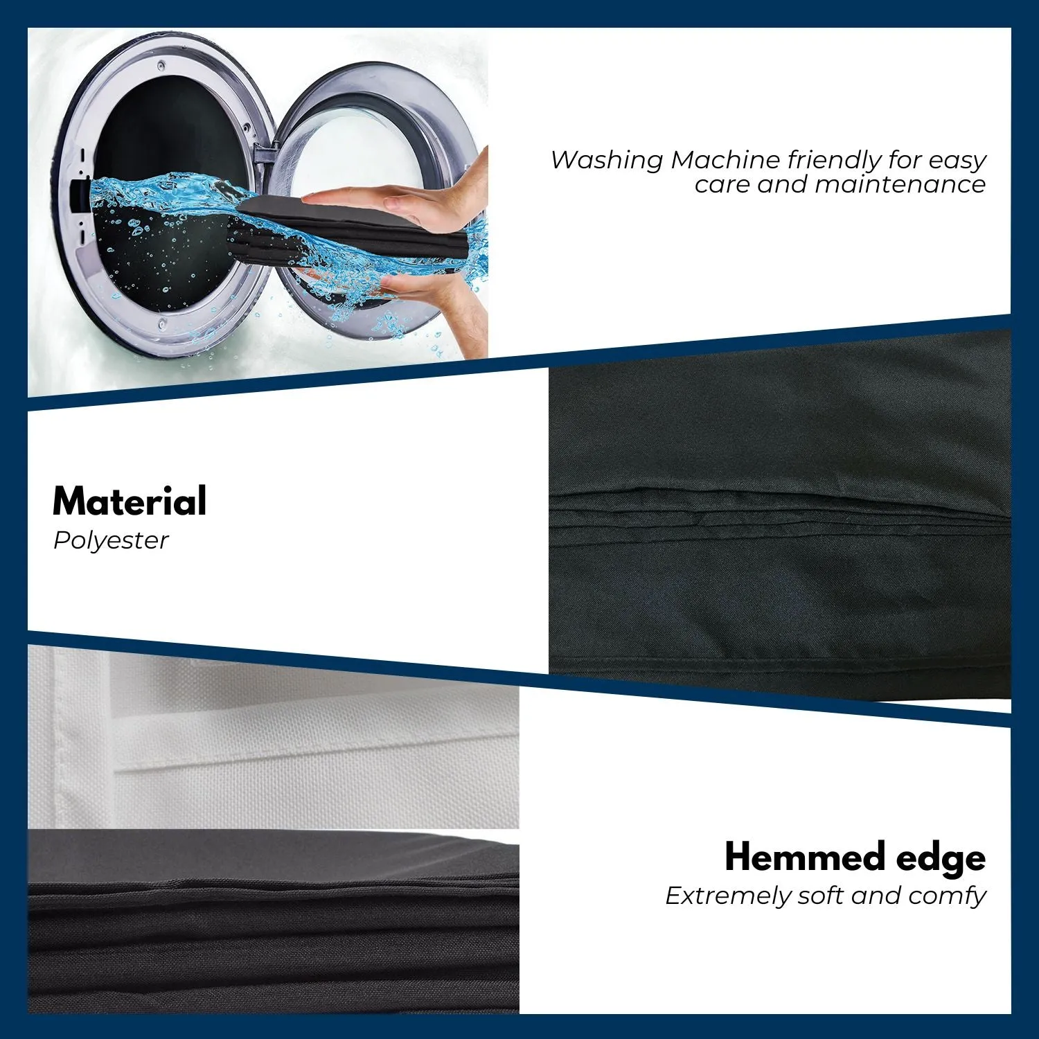 Full Protection Polyester Rectangle Tablecloth 230cm, Navy Blue