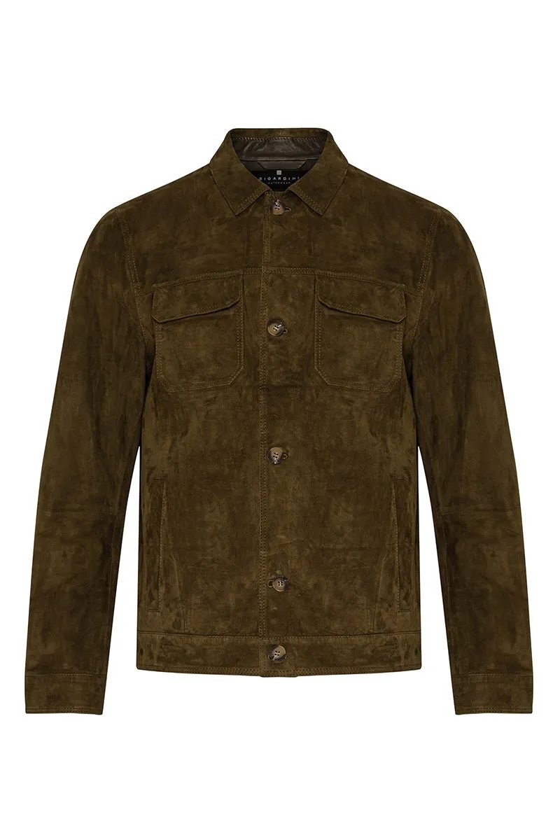 Gior Men's Suede Leather Jacket - Khaki