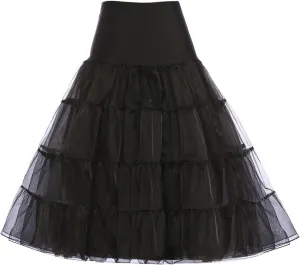 GRACE KARIN Women's 50s Vintage Petticoat Crinoline Tutu Underskirts Tea Length 30 inch Long