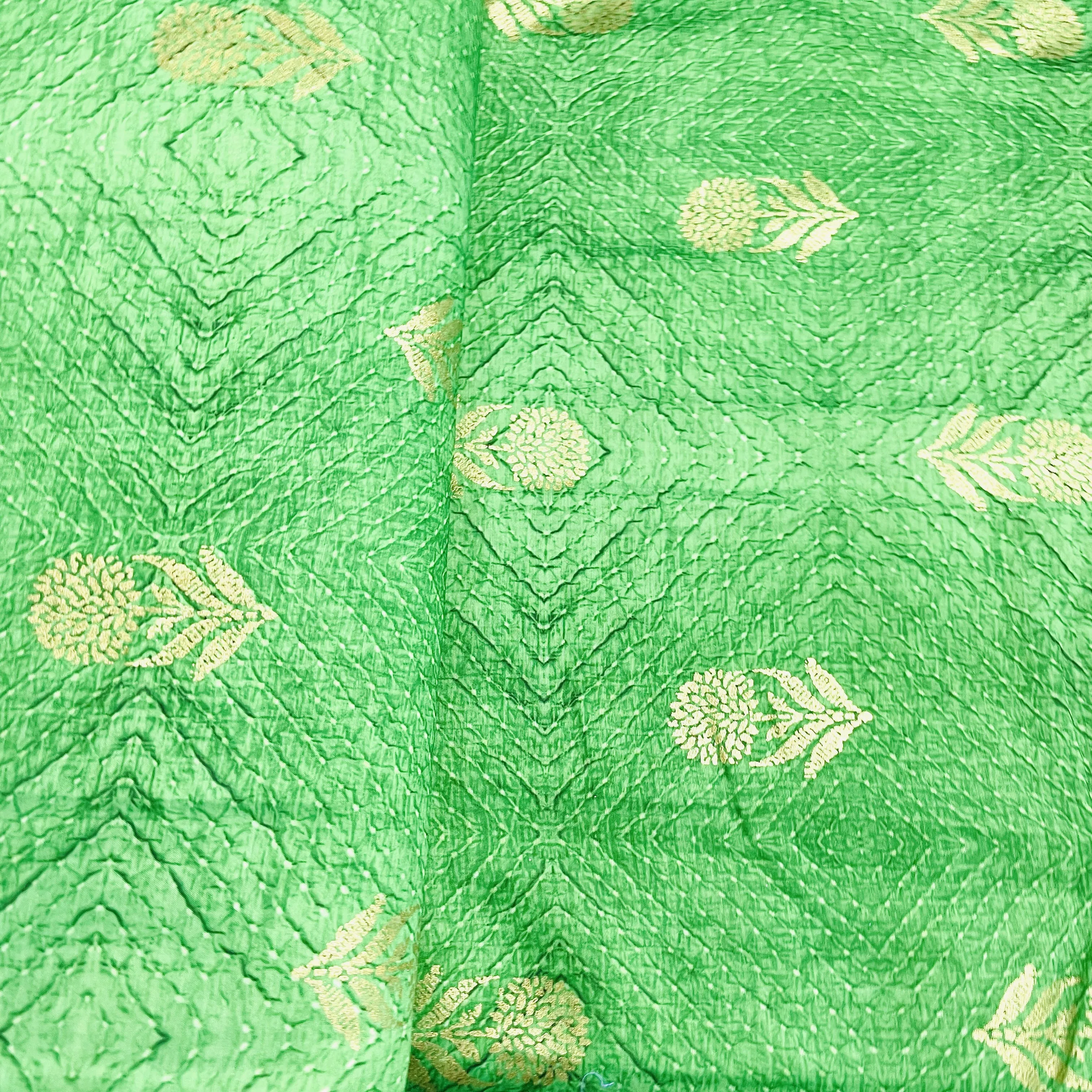Green Bandhani With Foil Chanderi Fabric 30