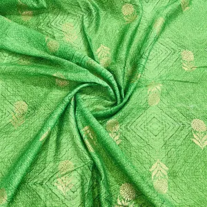 Green Bandhani With Foil Chanderi Fabric 30