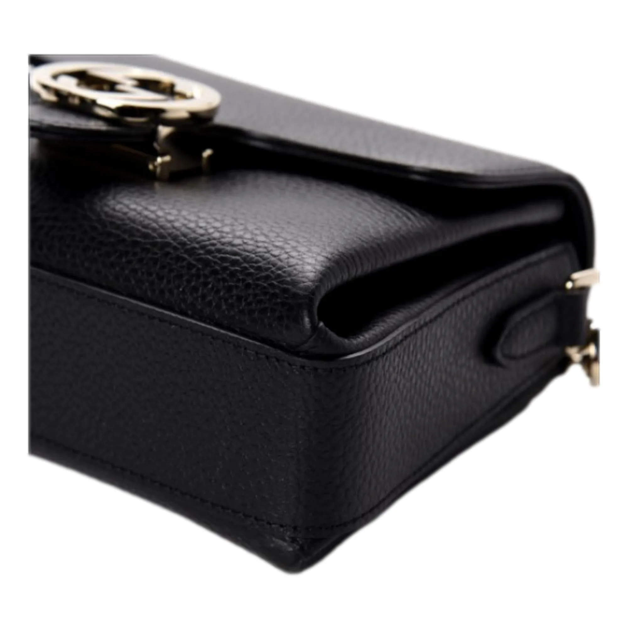 Gucci Dollar Calfskin Interlocking G Black Small Crossbody Bag 607720