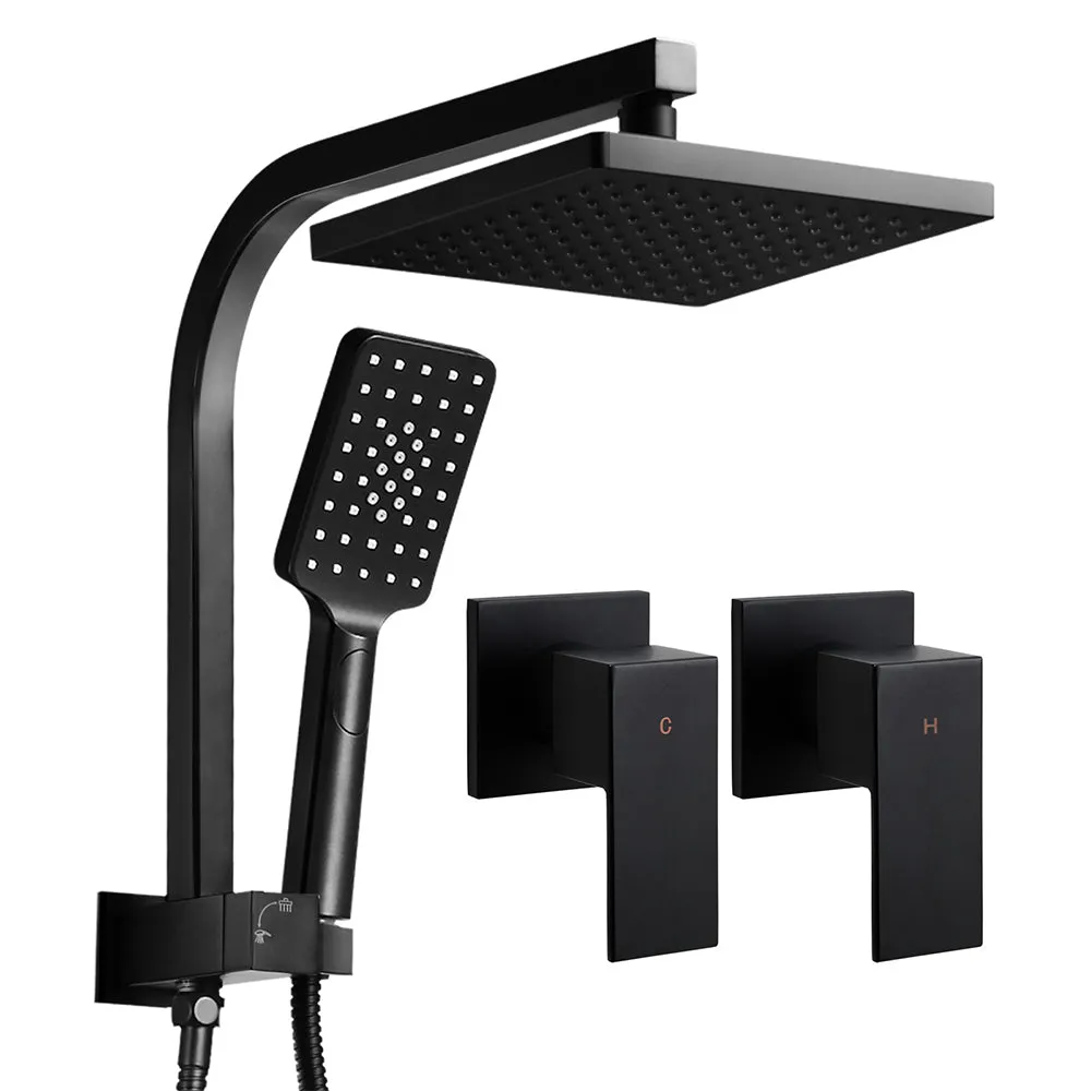 High Pressure Rain Shower Head & Handheld Set, Brass, Black - Cefito