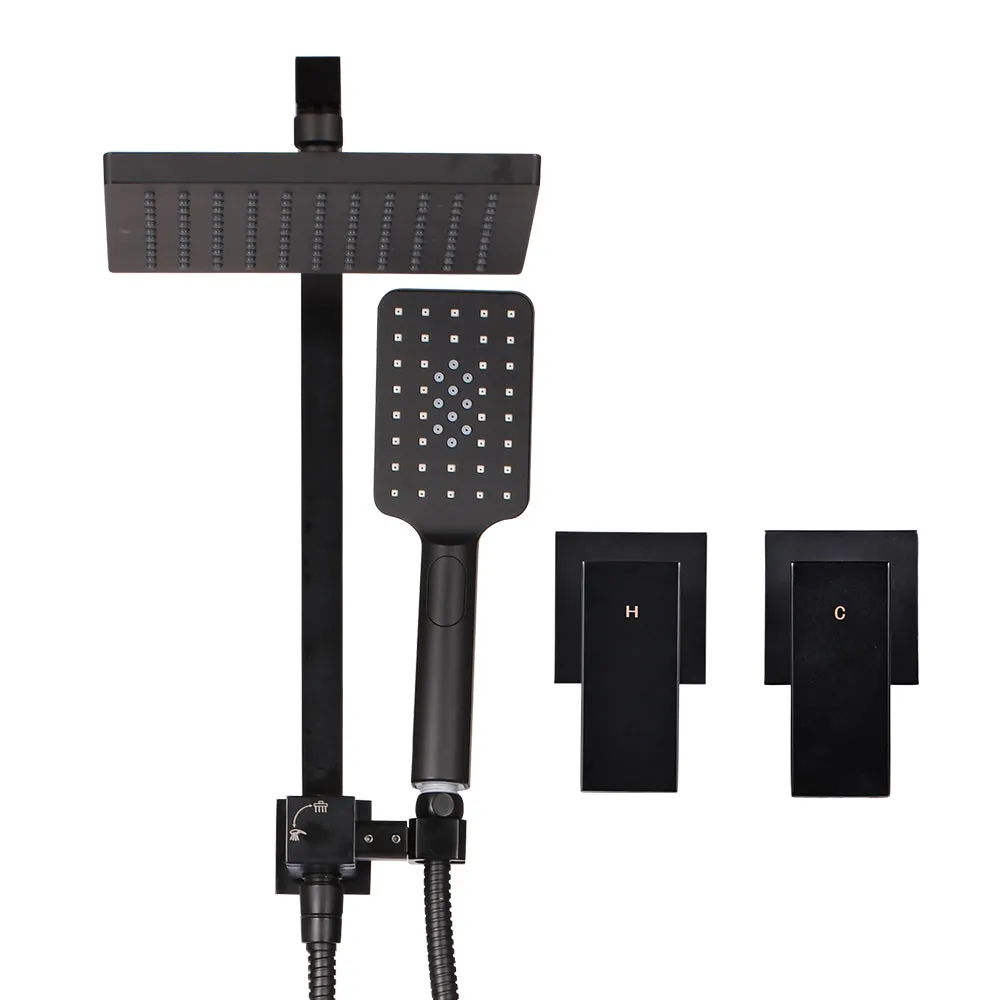 High Pressure Rain Shower Head & Handheld Set, Brass, Black - Cefito
