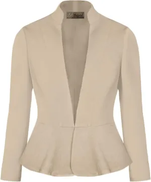 Hybrid & Company Women's Casual Work Office Elegant Open Front Premium Nylon Blazer Jacket