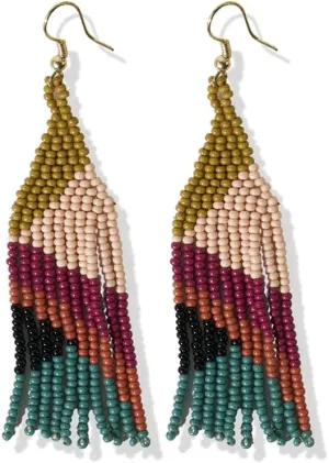 INK ALLOY Beaded Earrings for Women Dangling, Lennon Seed Bead Medium Fringe Dangle Boho Earrings, Handmade Jewelry for the Modern Bohemian, 3.25-Inch Length