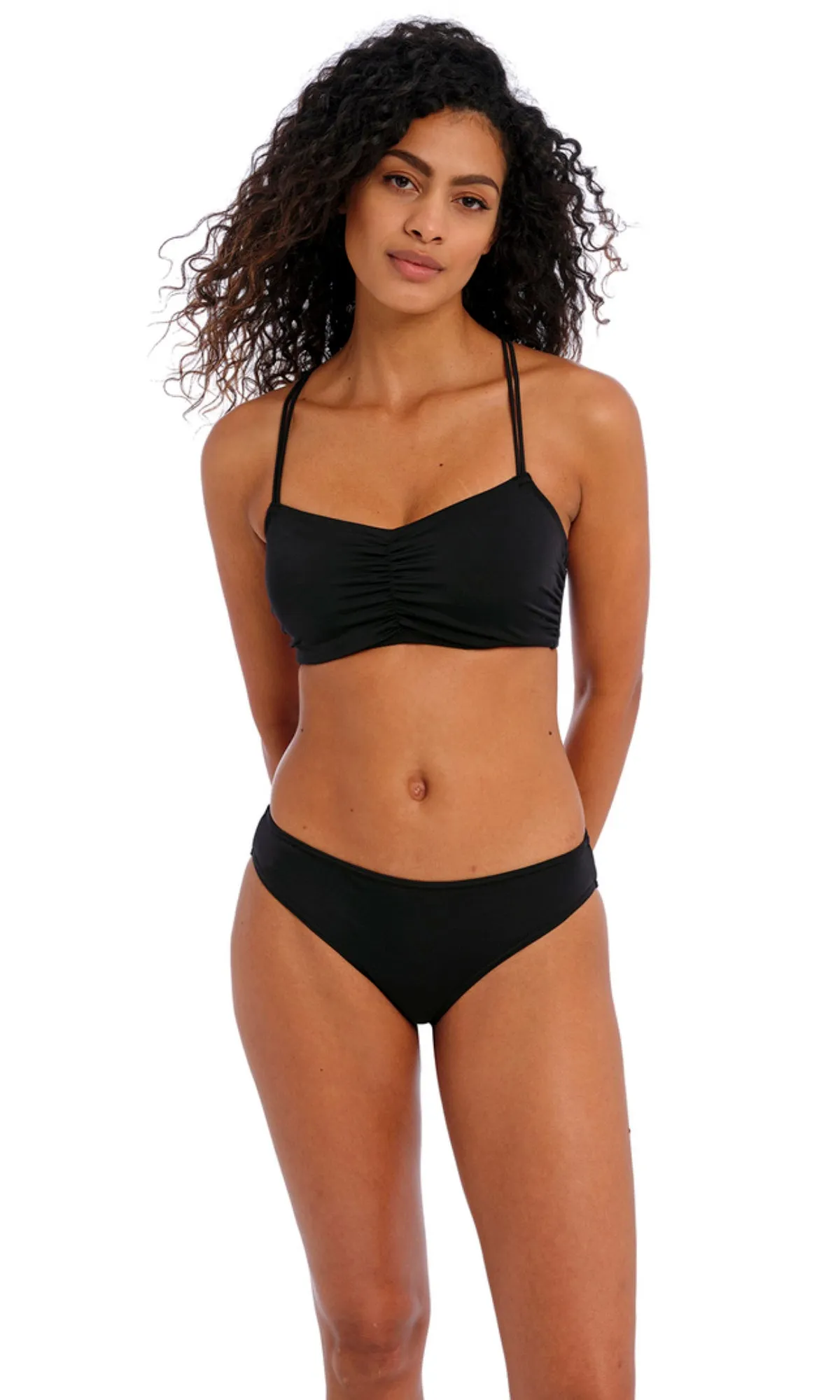 Jewel Cove Plain Black UW Bralette Bikini Top, Special Order D Cup to G Cup