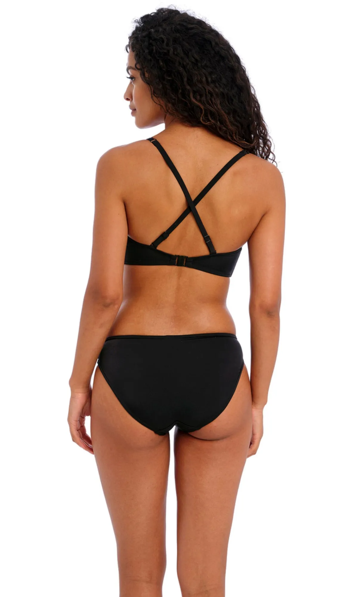 Jewel Cove Plain Black UW Bralette Bikini Top, Special Order D Cup to G Cup