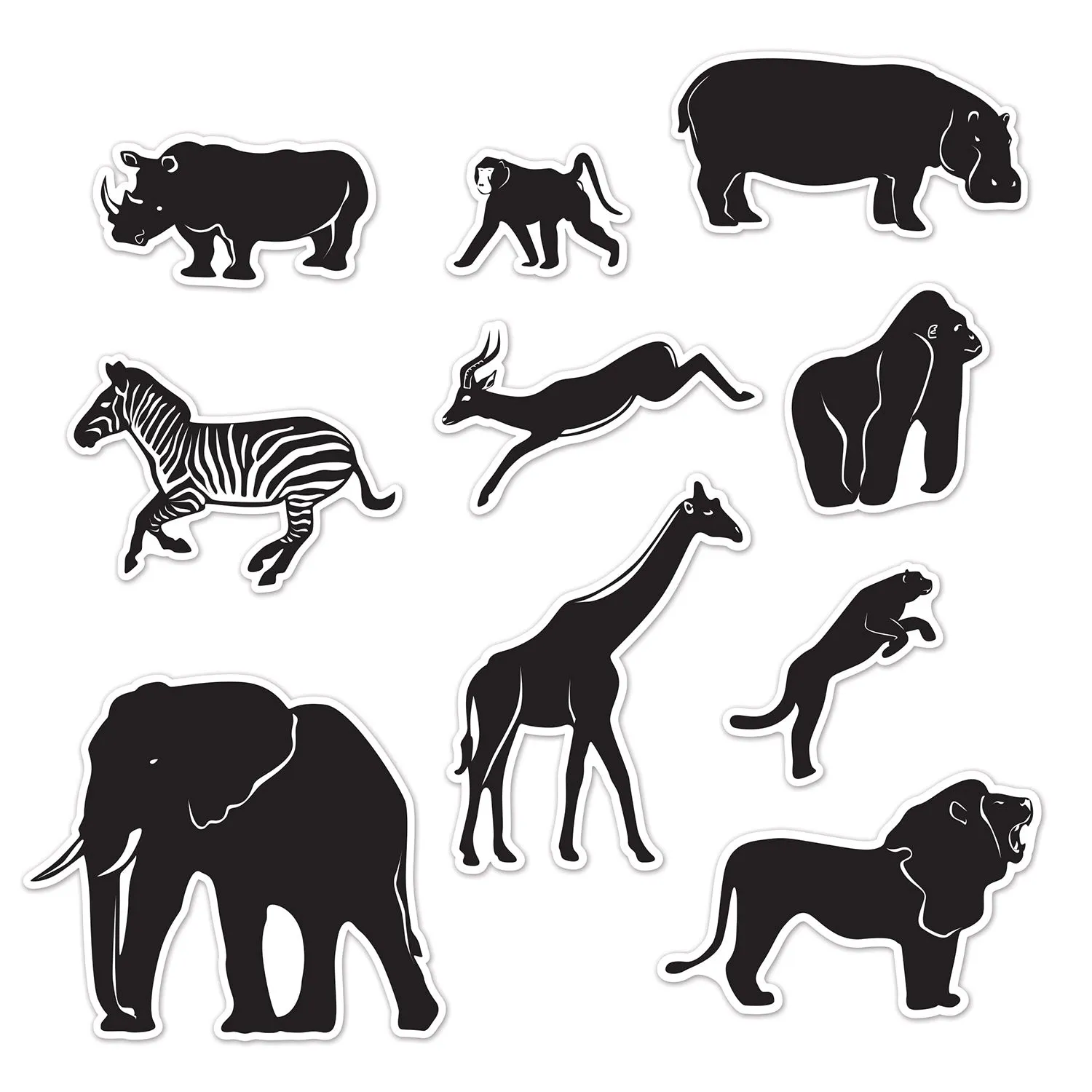 Jungle Animal Silhouettes 6.75"-15.25"