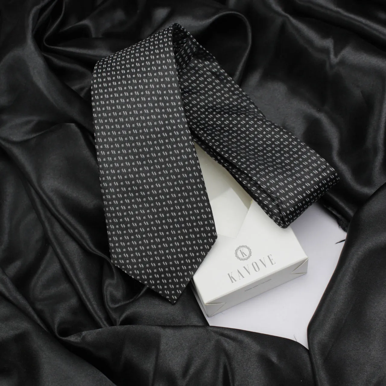 Kovove The Artistry Abstract Black Necktie For Men
