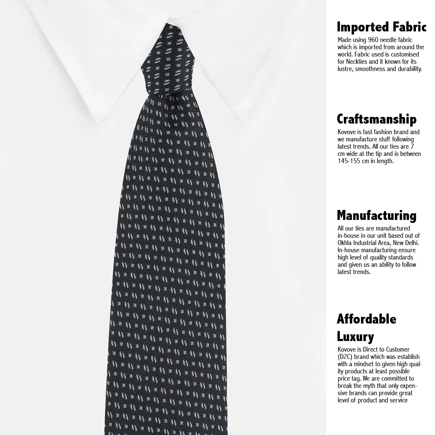 Kovove The Artistry Abstract Black Necktie For Men