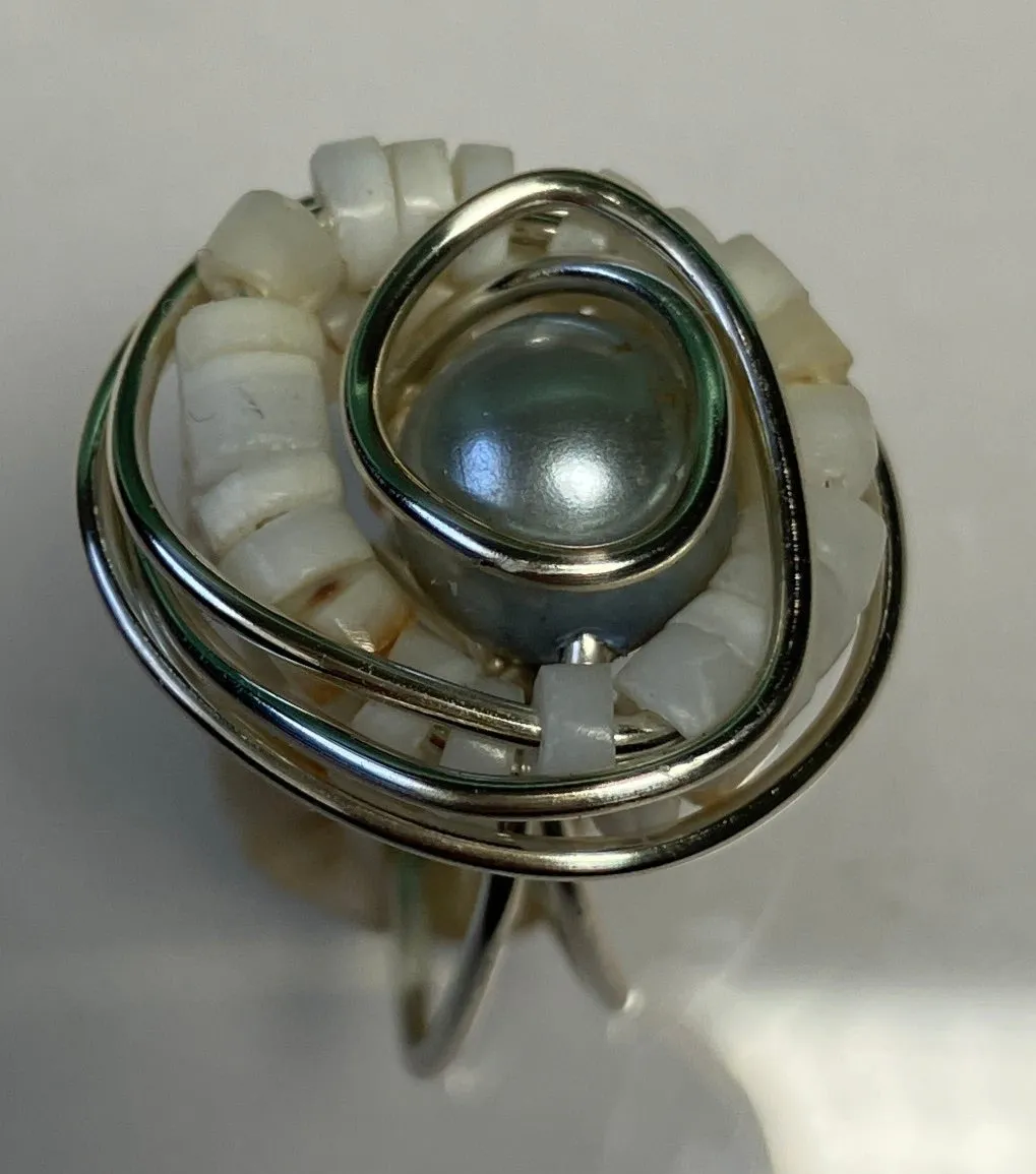 Light Gray Faux Pearl with Shells