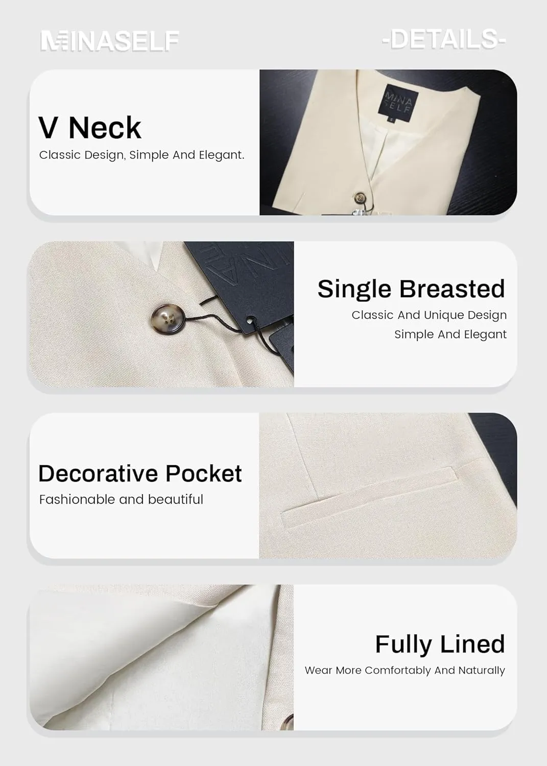 Linen Vest Tops for Women Summer Lihtweight Breathable V-Neck Button Fashion Casual Work Beach Vacation Outerwear