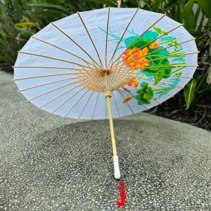 Lotus & Dragonfly nylon parasol