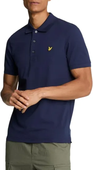 Lyle & Scott Men's Organic Cotton Plain Polo Shirt, Blue, XL
