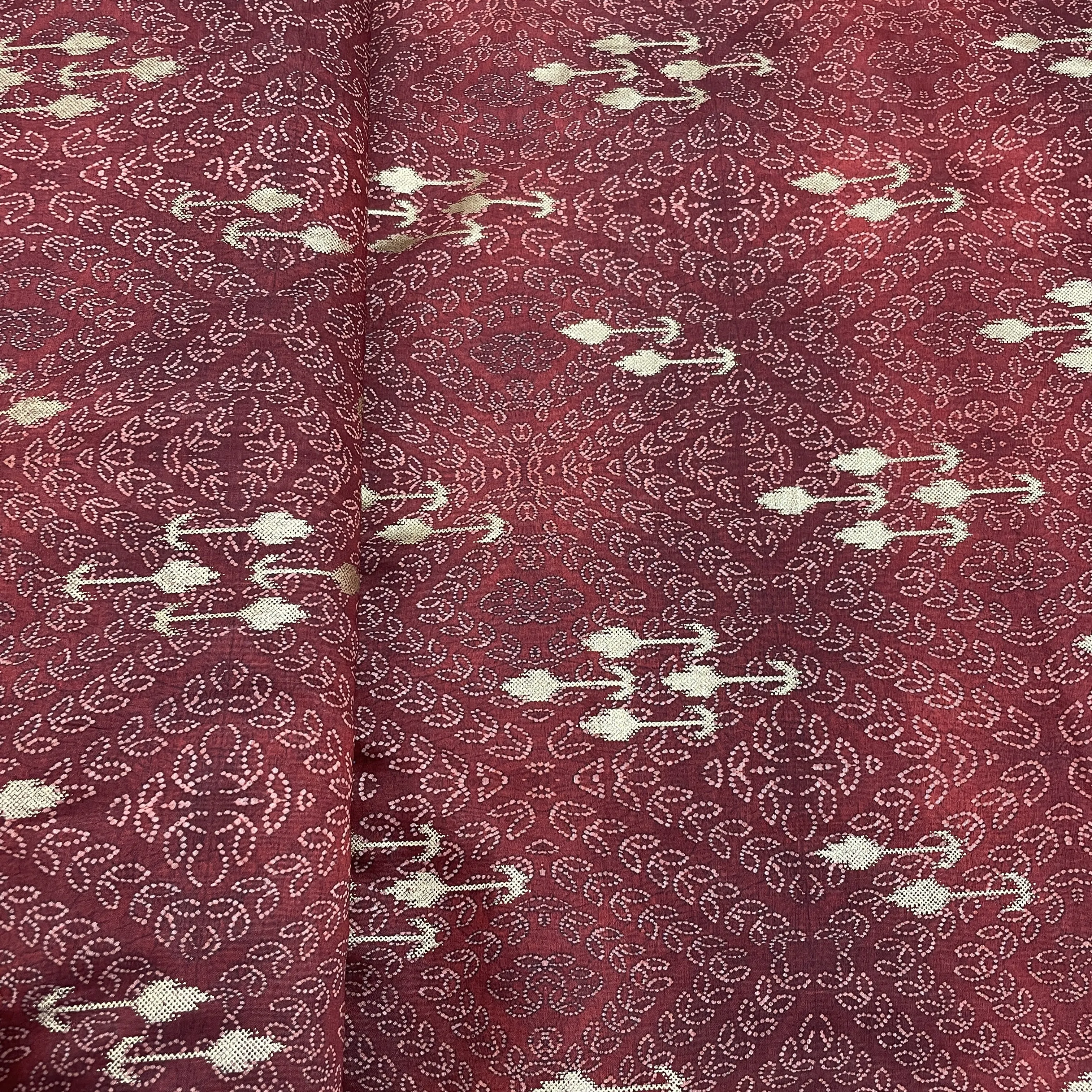 Maroon Bandhani With Foil Chanderi Fabric 28