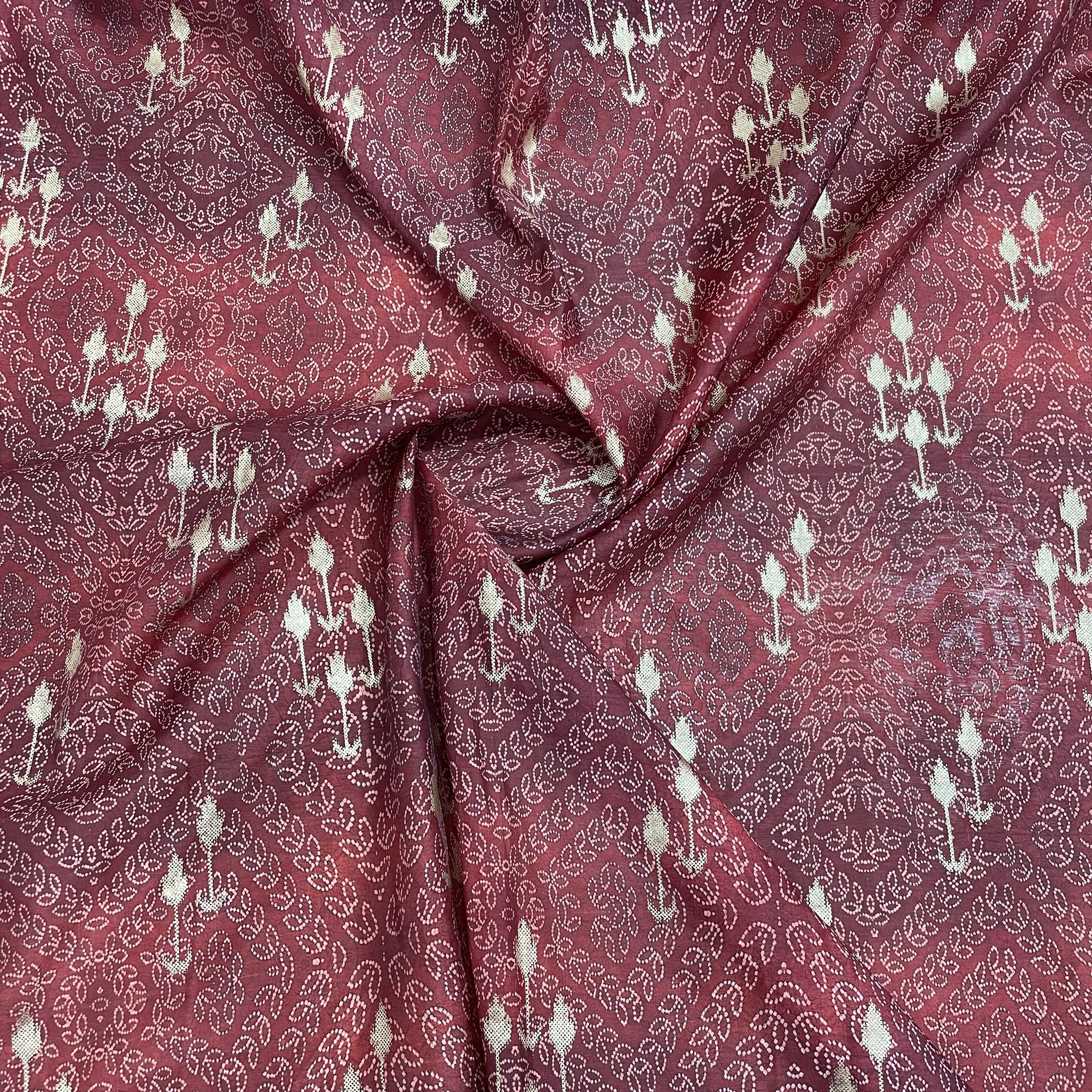 Maroon Bandhani With Foil Chanderi Fabric 28