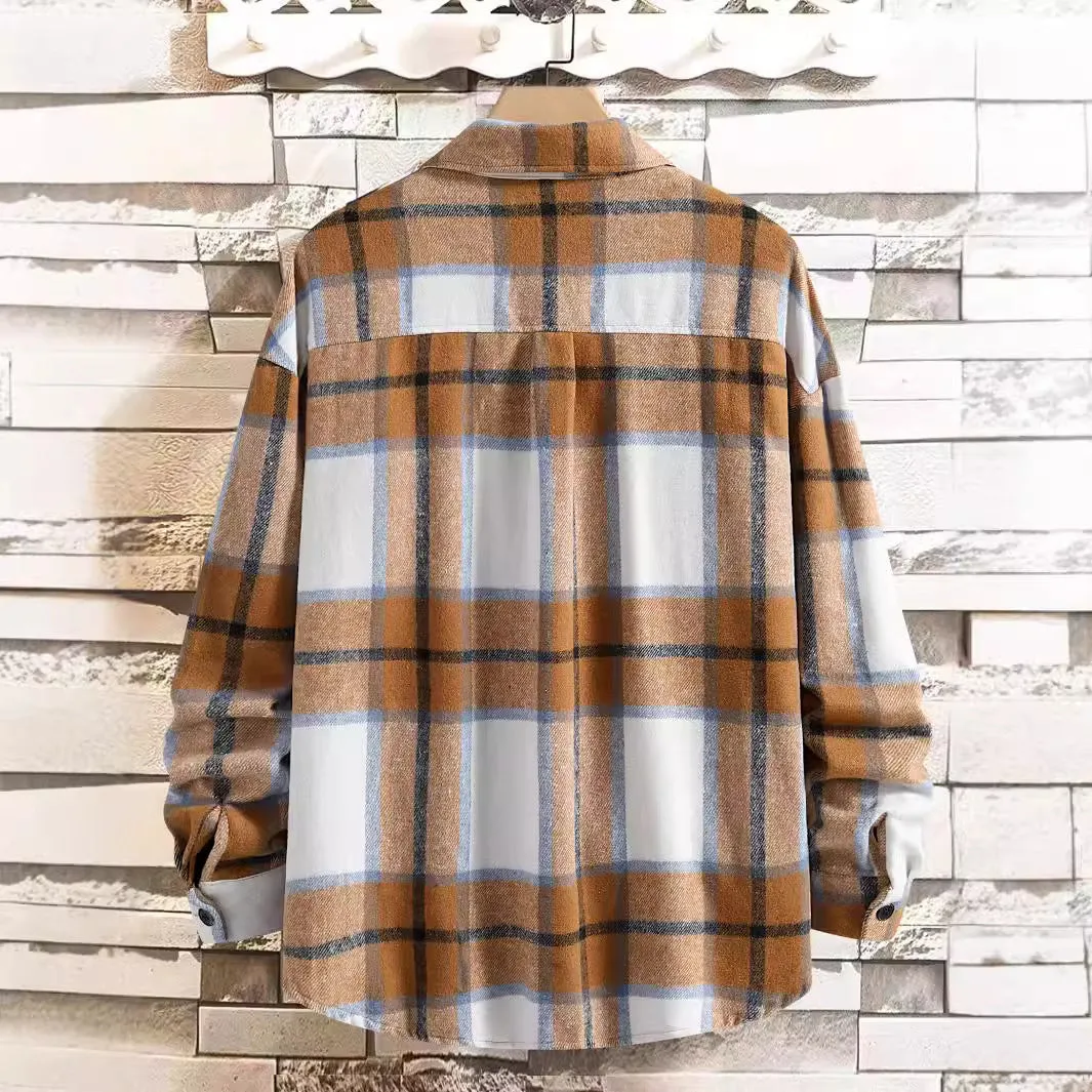 Men's Autumn And Winter Plaid Coat Shirt