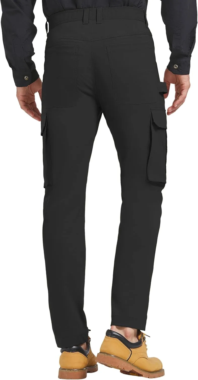 Men's Carpenter Cargo Pants Stretch Slim Fit Hiking Pants Waterproof Workout Outdoor Trousers with Pockets