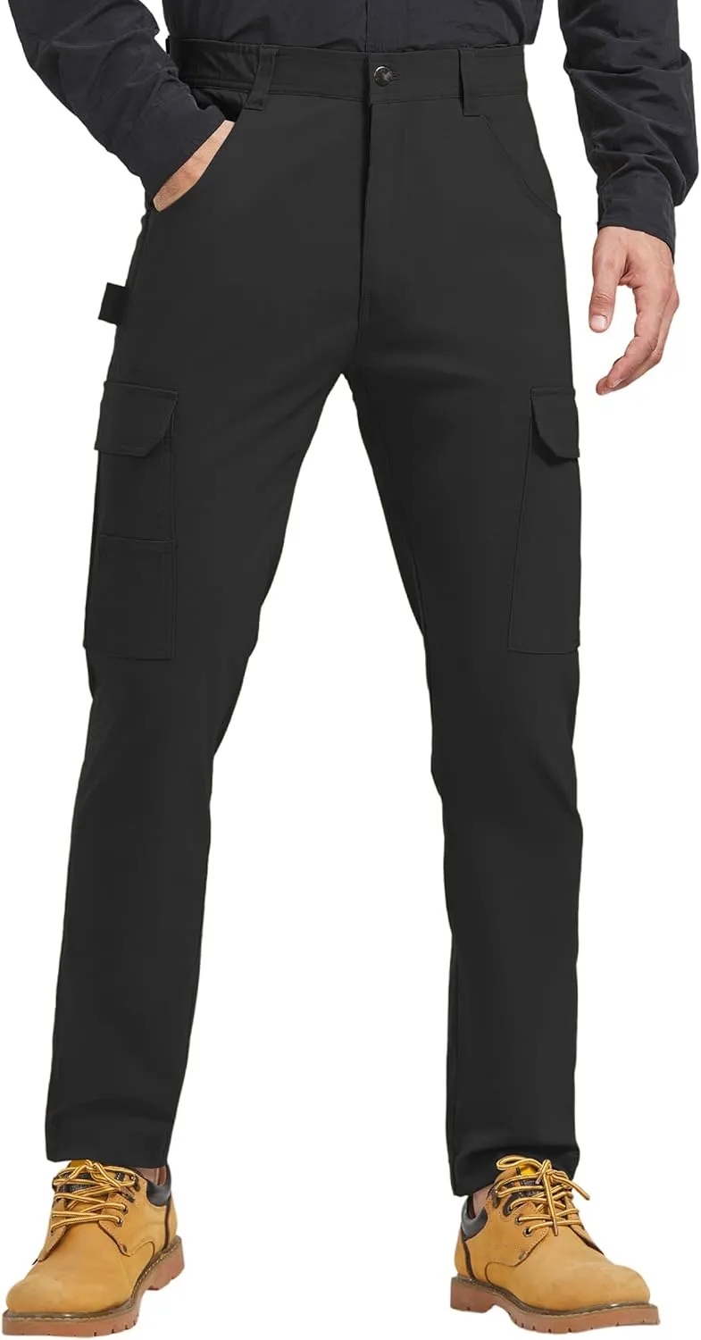 Men's Carpenter Cargo Pants Stretch Slim Fit Hiking Pants Waterproof Workout Outdoor Trousers with Pockets