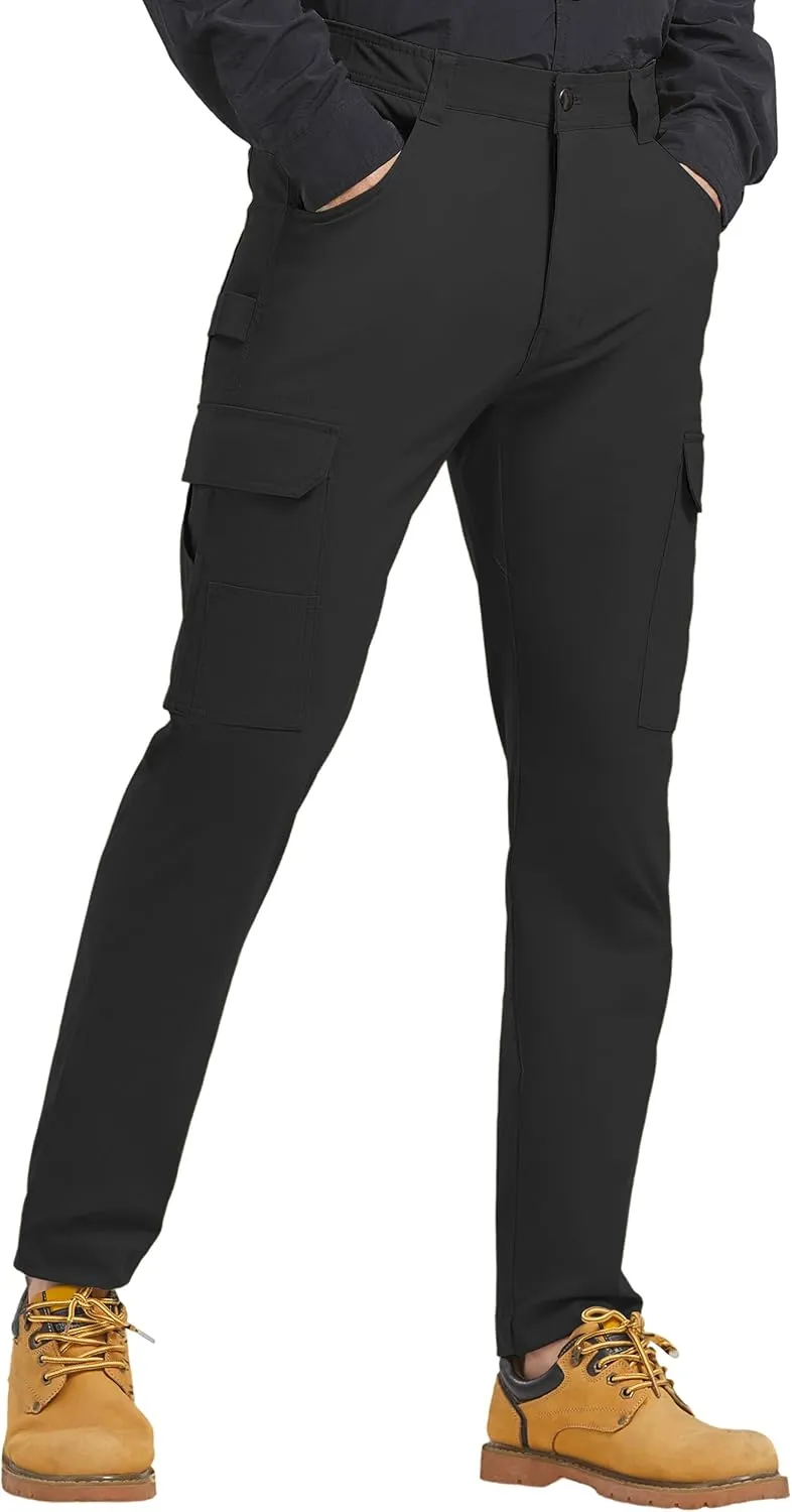 Men's Carpenter Cargo Pants Stretch Slim Fit Hiking Pants Waterproof Workout Outdoor Trousers with Pockets