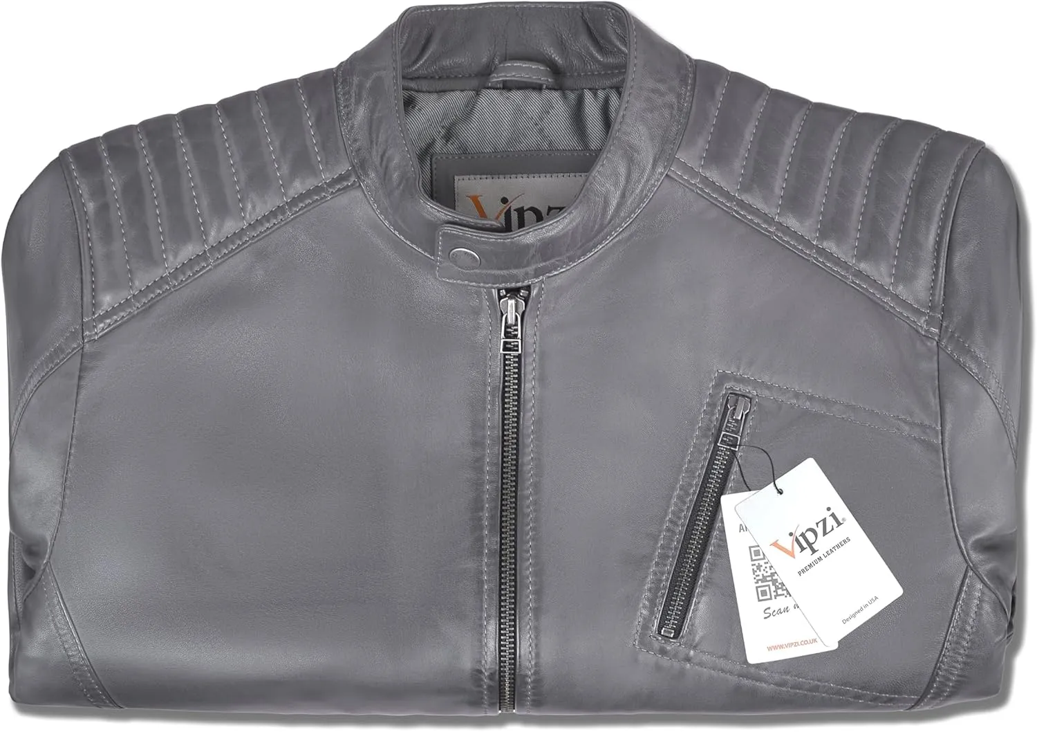 Men's Genuine Lambskin Leather Motorcycle Jacket  Vintage Cafe Racer Style Slim Fit Biker Coat