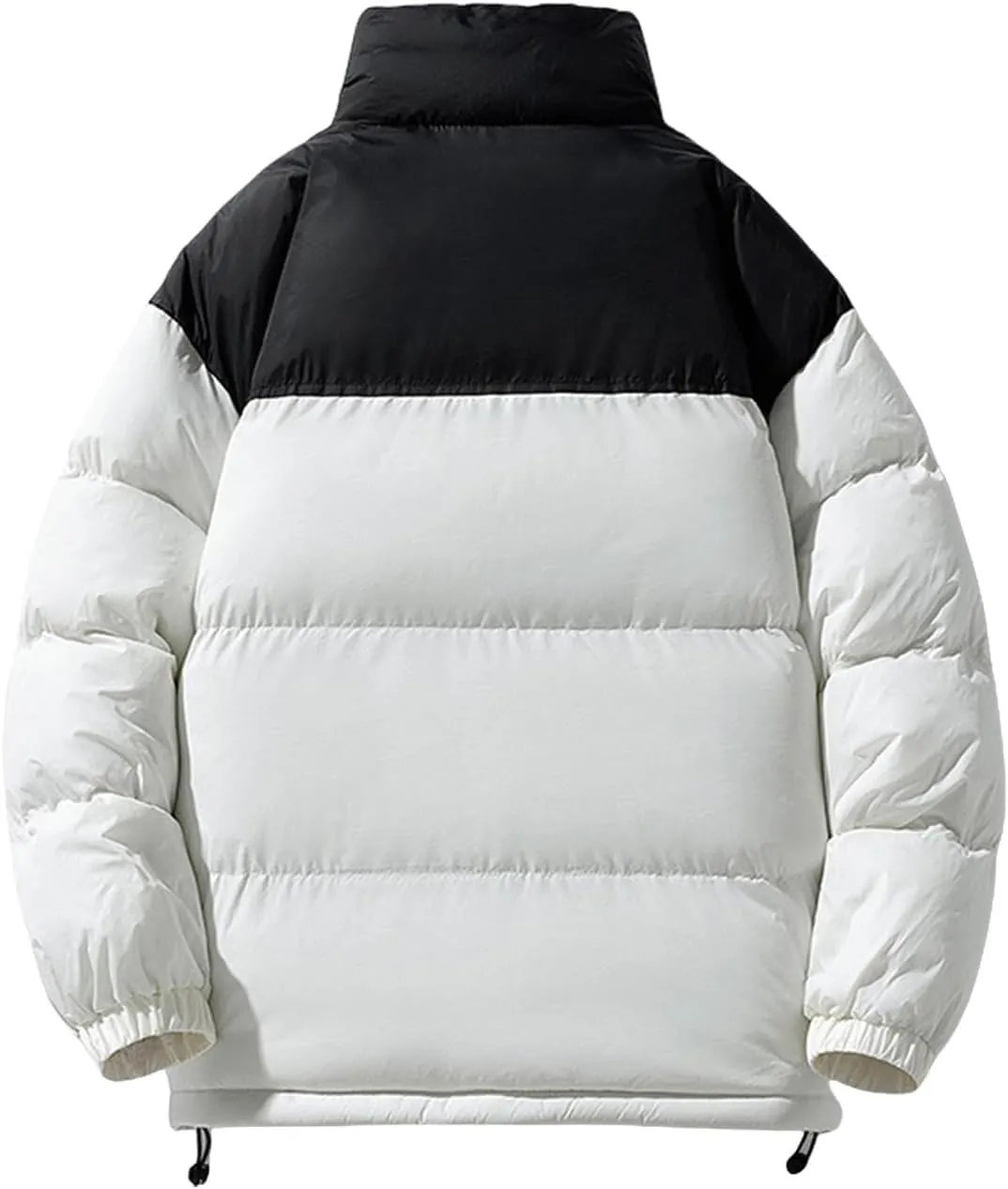 Men's Puffer Jacket Thickened Winter Warm Coat Stand Collar Color Block Zip Up Jacket Ski Bubble Coat Pockets