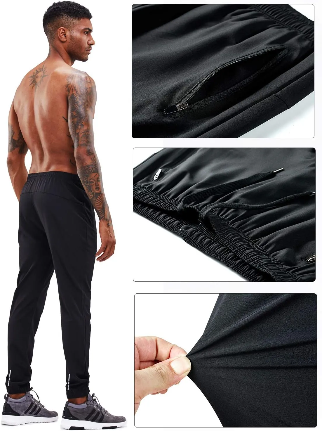 Men's Sweatpants Athletic Jogging Pants Sport Joggers Trousers for Workout,Gym,Running,Training with Zipper Pockets