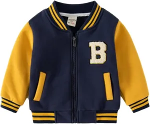 Meufam Toddler Baby Boy Girl Varsity Jackte Color Block Button Baseball Jacket Letter Print Bomber Jackets Vintage Outwear