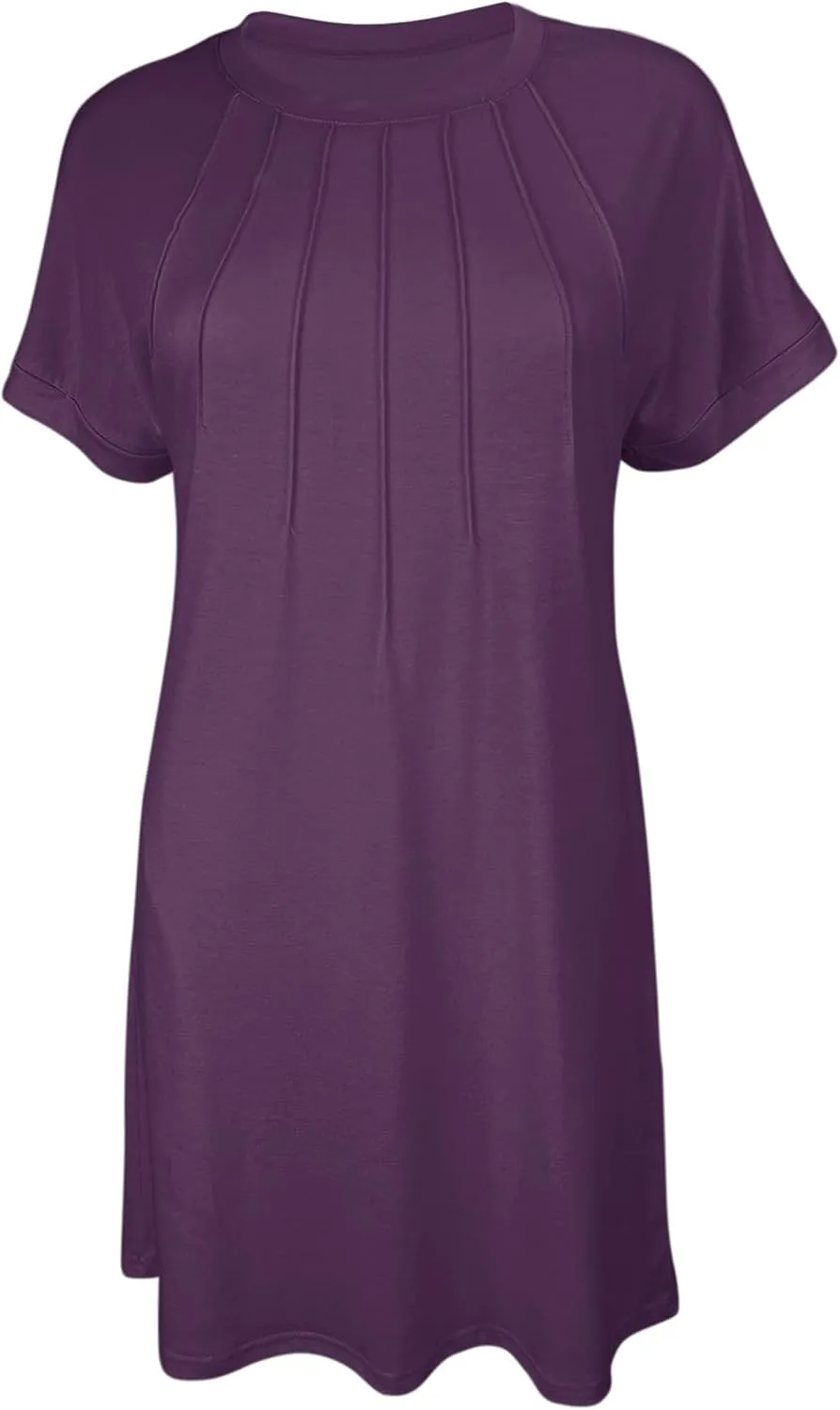 Minclouse Women's Casual Cap Short Sleeves Mini Dresses Cute Pleated T Shirt Dress with Pockets