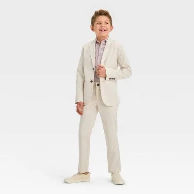 New - Boys' Dobby Blazer - Cat & Jack Light Beige 10 Husky