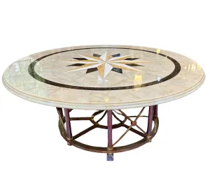 Oversize Mid century Round Marble Dining Table 1960s