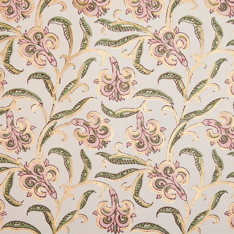 Paper Mirchi - Hand Block Printed Gift Wrap Sheets - Iris Glitz Blush