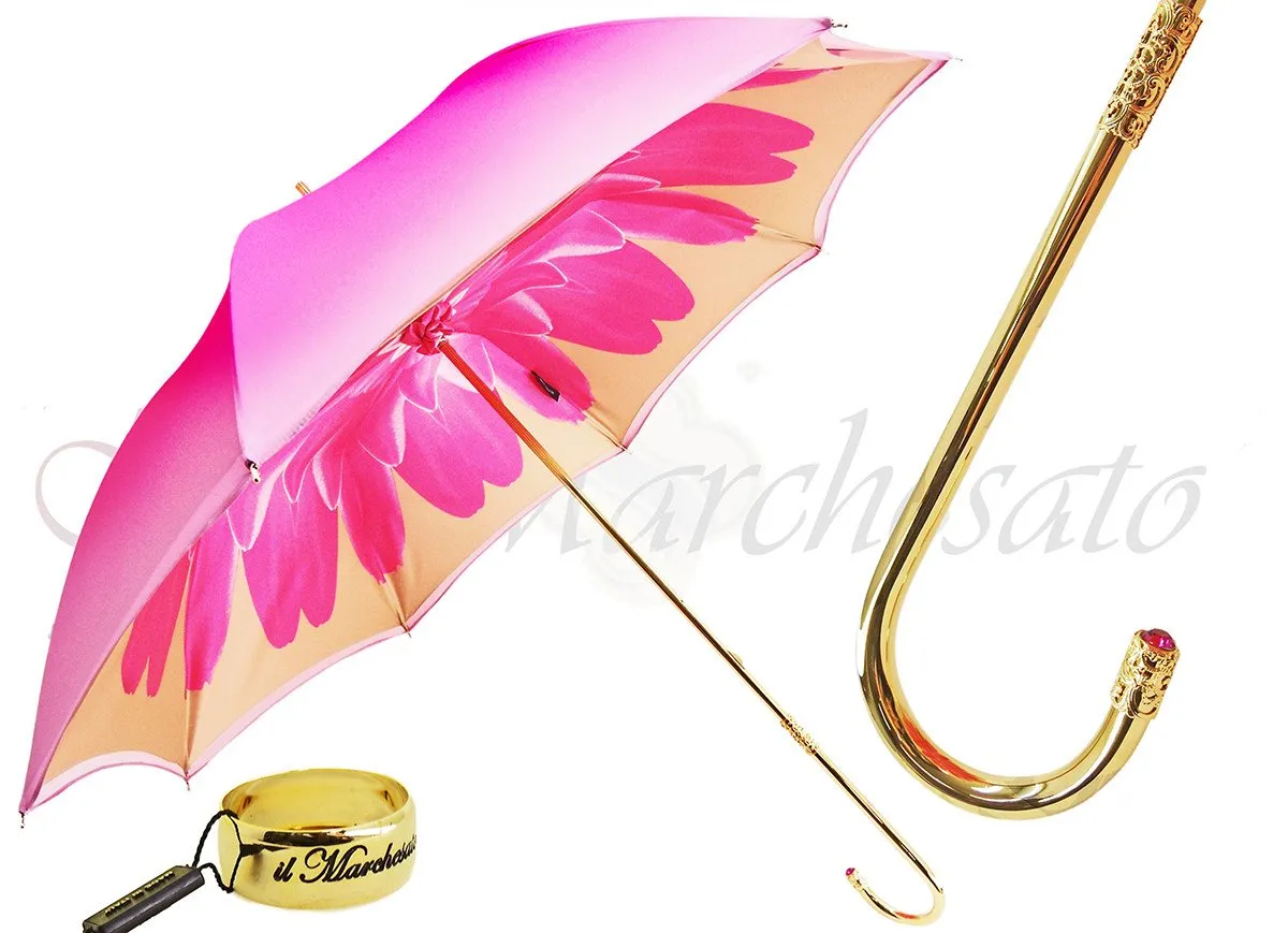 Pink Dahlia Double Canopy - Luxury Ladies Umbrella