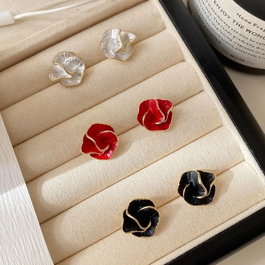 Pre Order:  French Camellia Flower Earrings