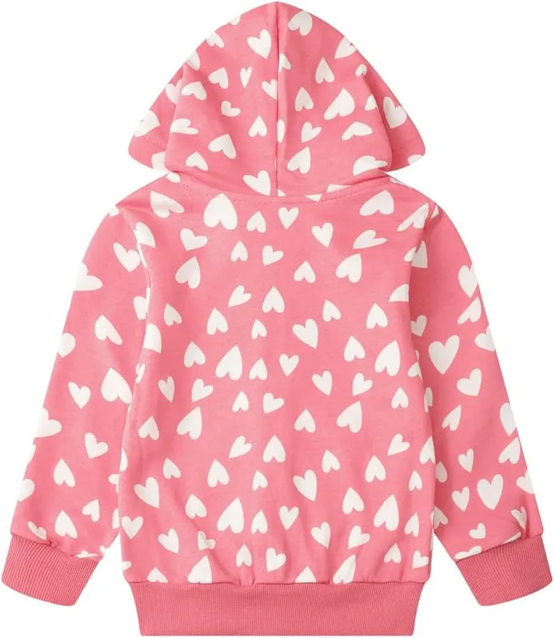 RETSUGO Girls Zip Up Hoodie Jacket Toddler Unicorn Rainbow Sweatshirt Kids Hooded Coat Casual Outerwear Size 2-7 Years