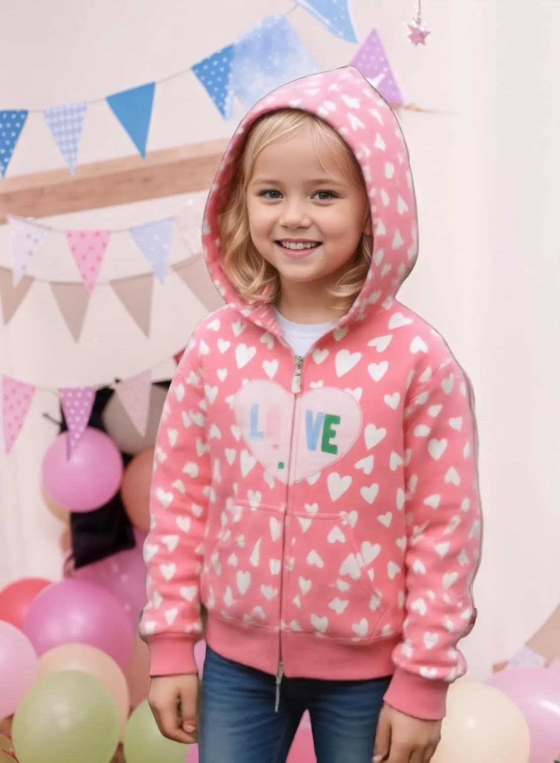 RETSUGO Girls Zip Up Hoodie Jacket Toddler Unicorn Rainbow Sweatshirt Kids Hooded Coat Casual Outerwear Size 2-7 Years