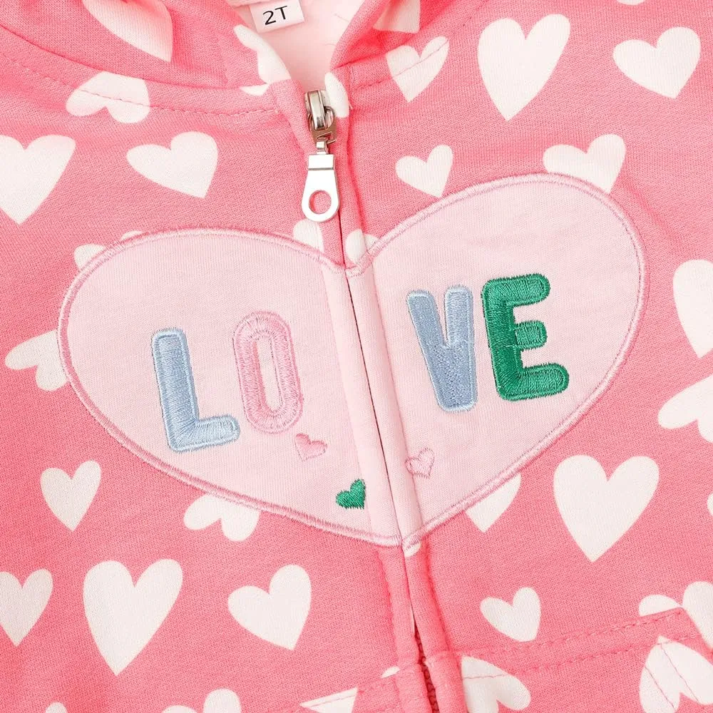 RETSUGO Girls Zip Up Hoodie Jacket Toddler Unicorn Rainbow Sweatshirt Kids Hooded Coat Casual Outerwear Size 2-7 Years